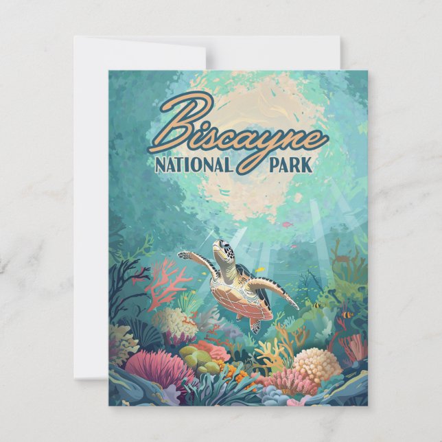 Carte Biscayne National Park Florida Turtle Coral Card (Devant)