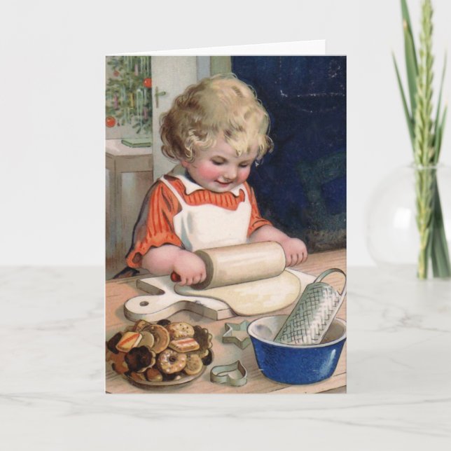Carte Biscuits de cuisson de petite fille (Devant)