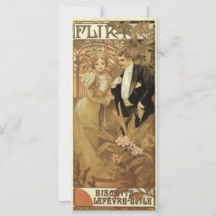 Carte Biscuits Flirt Art Nouveau Vintage, Alphonse Mucha