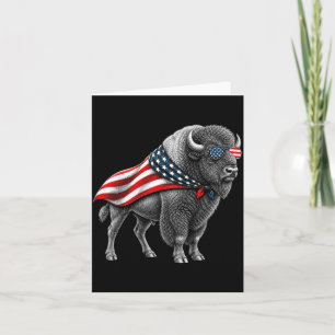 Carte Bison Américain Buffalo Drapeau du 4 juillet Patri