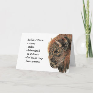 Carte Bison Buffalo Totem, Animal Guide Funny Anniversai