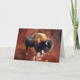 Carte Bison Buffalo Wildlife Outer Space Grey Card