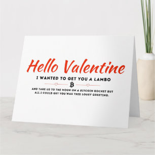 Carte Bitcoin Valentine Funny Crypto Lambo & Moon Design