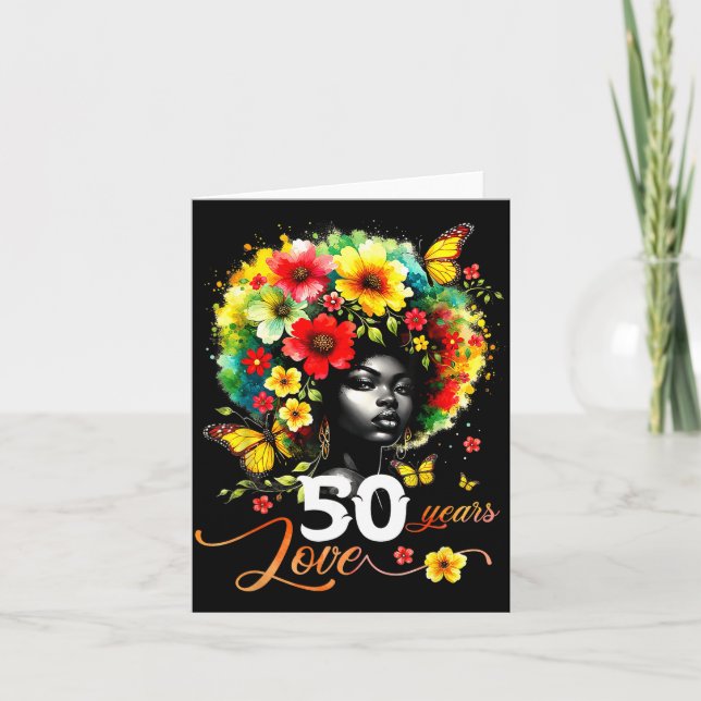 Carte Black Afro Queen 50 Years Love 50th Birthday Butte (Devant)