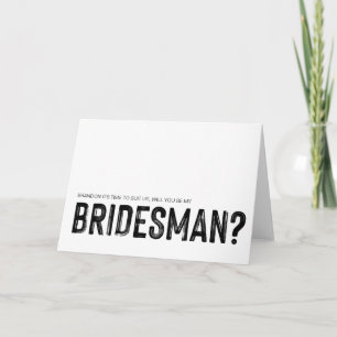Carte Black and White Be My Bridesman Mariage