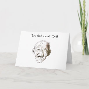 Carte Black and white old man with Irish happy birthday