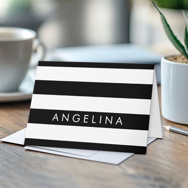 Carte Black and White Striped (Custom Greeting Card)