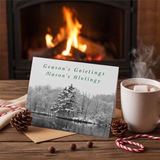 Carte Black and White Winter Holiday Greeting Card (Créateur téléchargé)
