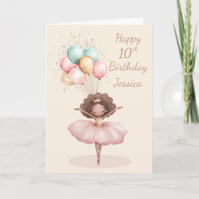 Carte Black Ballerina 10th Birthday Card (Devant)