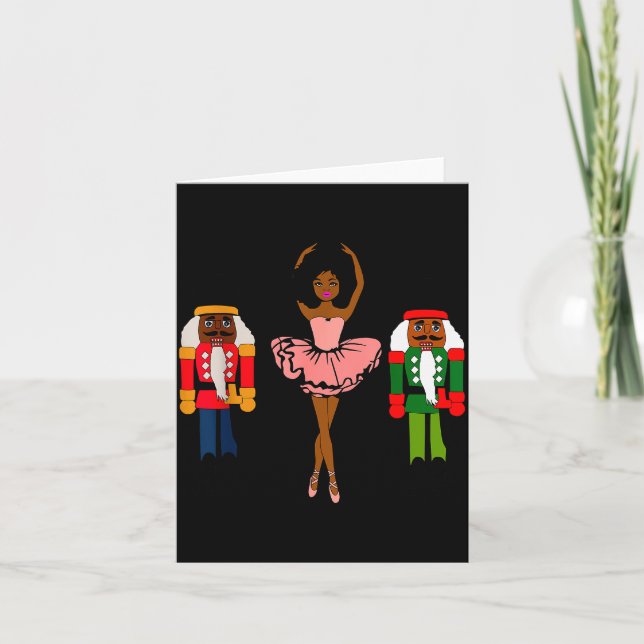 Carte Black Ballerina Christmas Black Nutcracker Xmas Af (Devant)