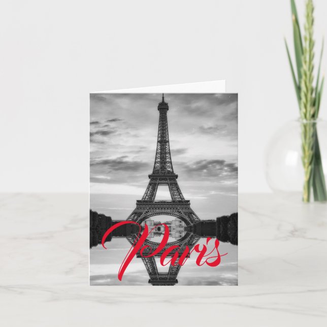 Carte Black Blanc Tour Eiffel Paris Love City Travel (Devant)