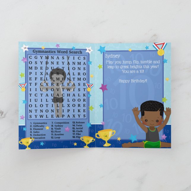 Carte Black Boys Gymnastique Word Recherche Joyeux Anniv (Intérieur)