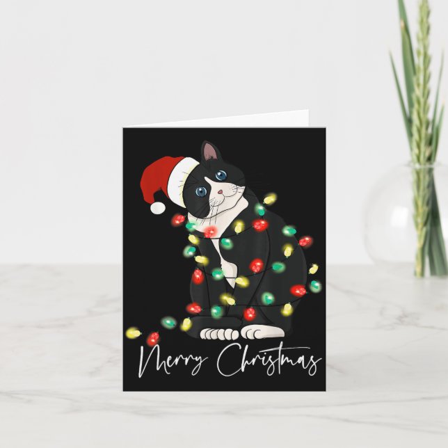 Carte Black Cat Christmas Light Christmas Black Cat With (Devant)