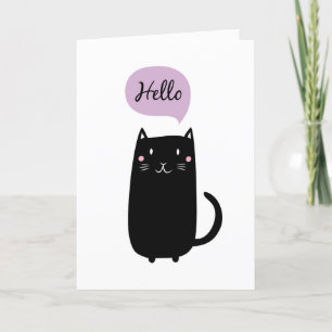 Carte Black cat dire Bonjour