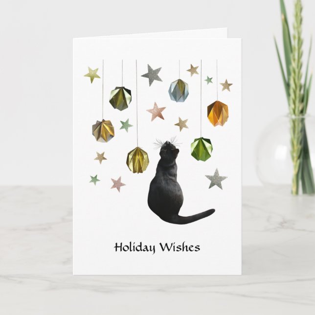 Carte Black Cat Gold Balls et Stars (Devant)