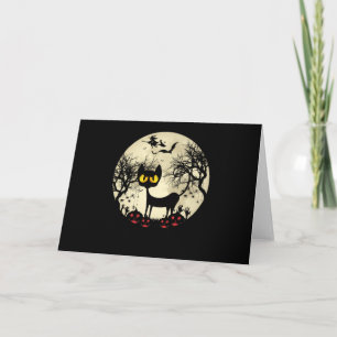 Carte Black Cats Moon Citrouille Drôle Halloween Horreur