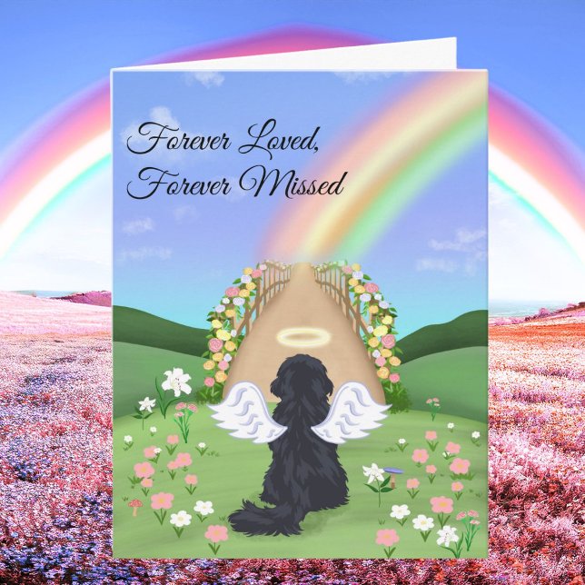 Carte Black Cavalier King Charles Rainbow Bridge  (Créateur téléchargé)