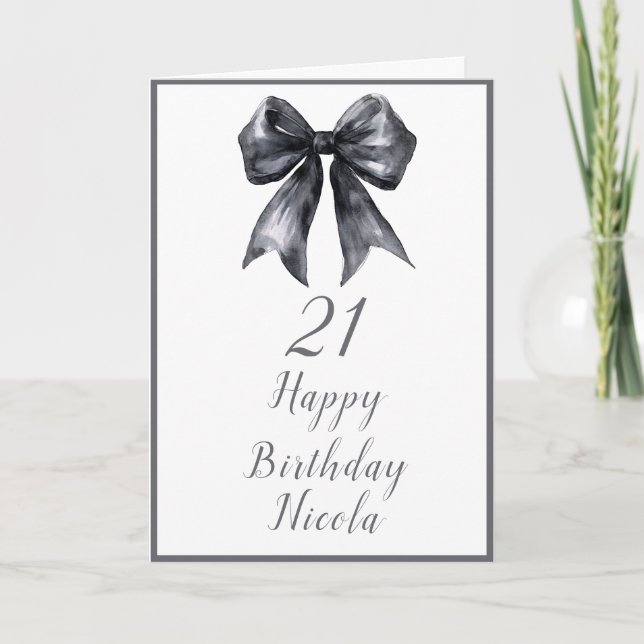 Carte Black Coquette Bow fête d'anniversaire (Devant)