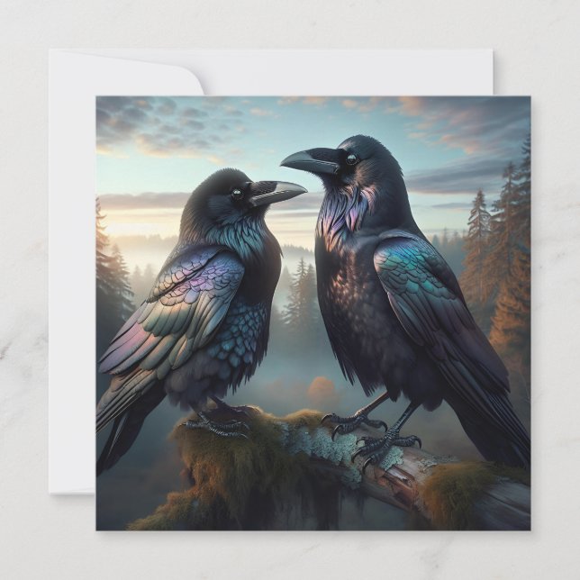 Carte Black Crow Raven Oiseau Art (Devant)