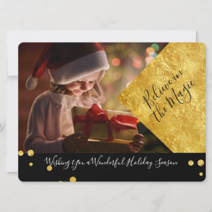 Carte Black & Gold Croyez en la photo magique de Noël