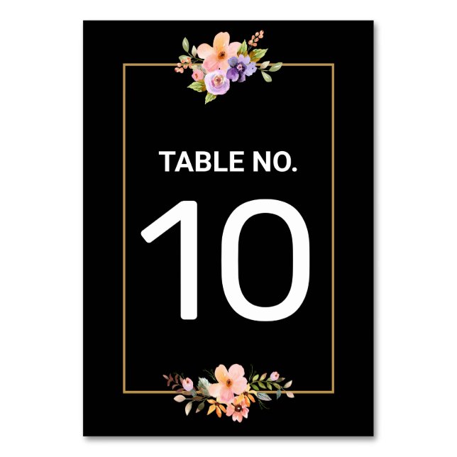 Carte Black Gold Elegant Wedding Table Numéro de t (Par défaut)