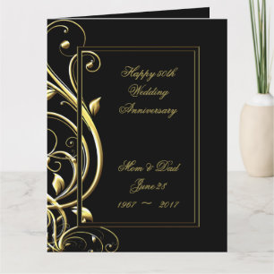 Carte Black Gold Flourish 50e anniversaire 8,5 x 11