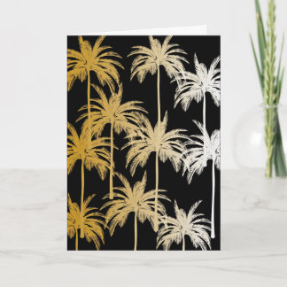 Carte Black Gold Foil Palm Tree Print Greeting Card