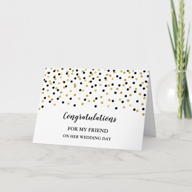 Carte Black Gold Friend Wedding Day Félicitations (Devant)