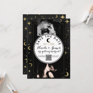Carte Black & Gold Modern Celestial Moon Enregistrer la