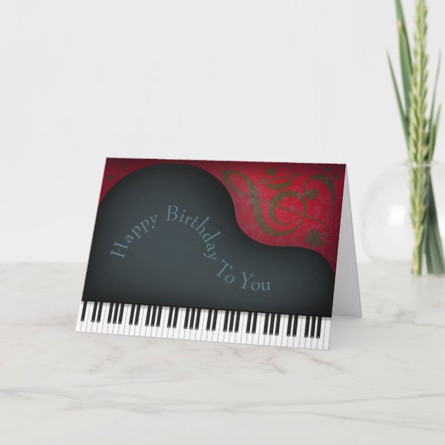 Carte Black Grand Piano Charme Personnalisé Musical Anni (Devant)
