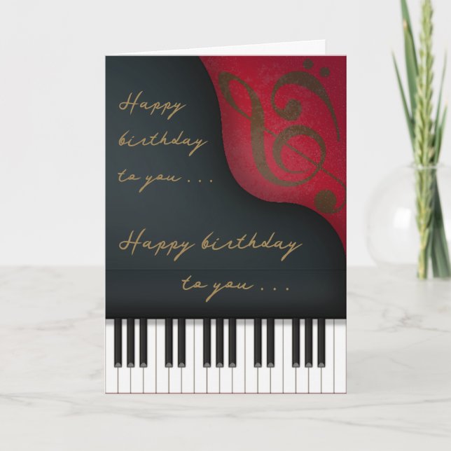 Carte Black Grand Piano Charming Personnalisé Anniversai (Devant)