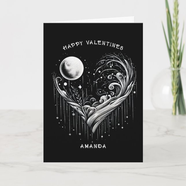 Carte Black Heart Heureuse Sainte-Valentin Holiday (Devant)