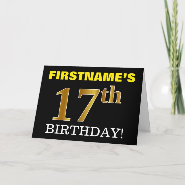 Carte Black, Imitation Gold "17th BIRTHDAY" (Devant)