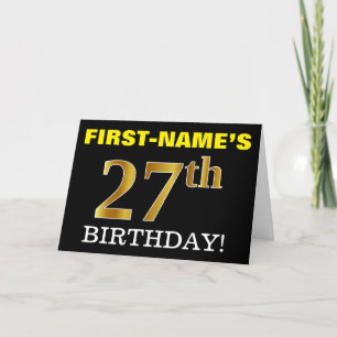 Carte Black, Imitation Gold "27th BIRTHDAY"