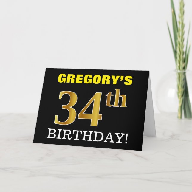 Carte Black, Imitation Gold "34th BIRTHDAY" (Devant)