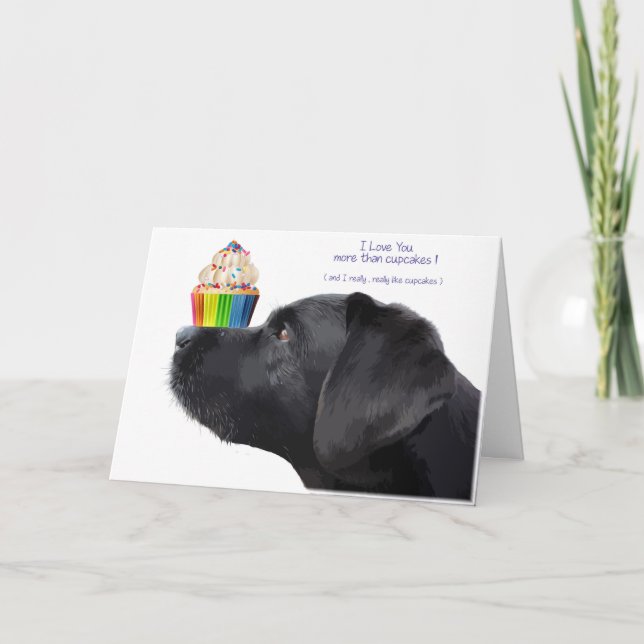 Carte Black Lab I Love You Card - Chien Je t'aime (Devant)