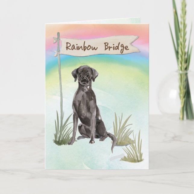 Carte Black Lab Pet Sympathy Over Rainbow (Devant)