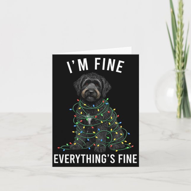 Carte Black Labradoodle Christmas I'm Fine Everything Is (Devant)