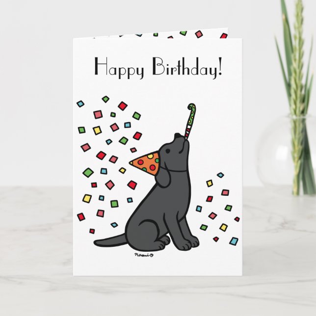 Carte Black Labrador Birday Party Confetti (Devant)