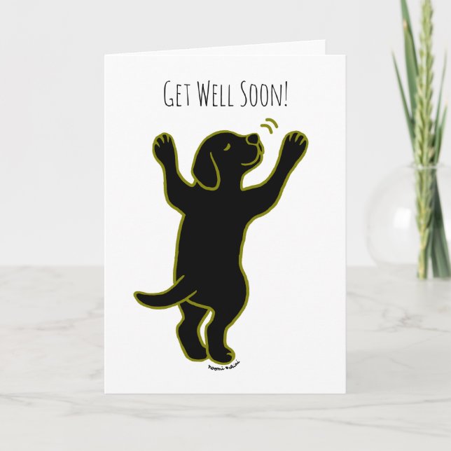 Carte Black Labrador Puppy Hug Get Well Card (Devant)