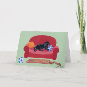 Carte Black Labrador sur le canapé rose