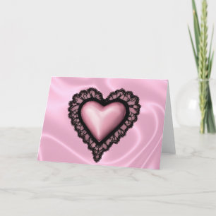 Carte Black Lace rose Valentine's Day Heart Card