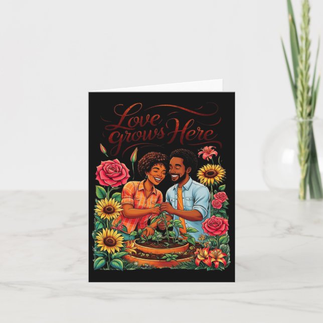 Carte Black Love African American Couple Sketch Valentin (Devant)