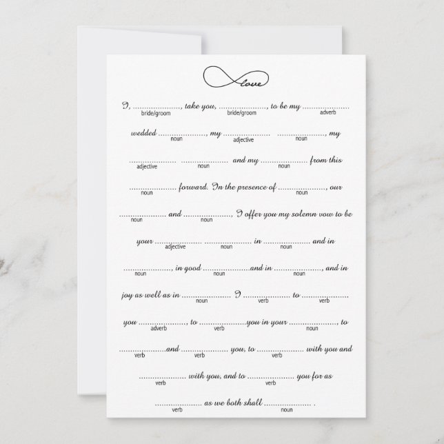 Carte Black Love Infinity Mariage Libs Jeu (Devant)