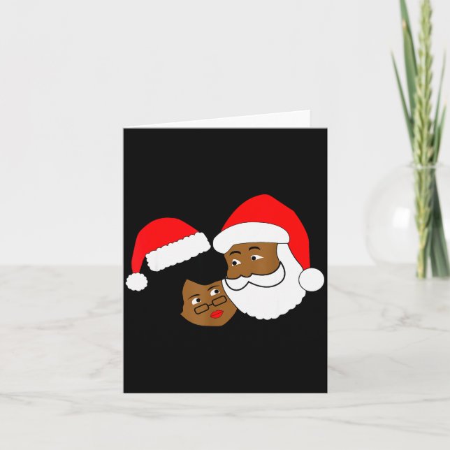 Carte Black Loving Santa Claus And Mrs. Claus Ethnic Chr (Devant)