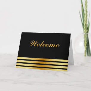 Carte Black Minimal avec Gold Stripes Bienvenue