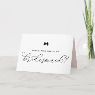 Carte Black Modern Ribbon Bow Serez-Vous Ma Femme D'Accu