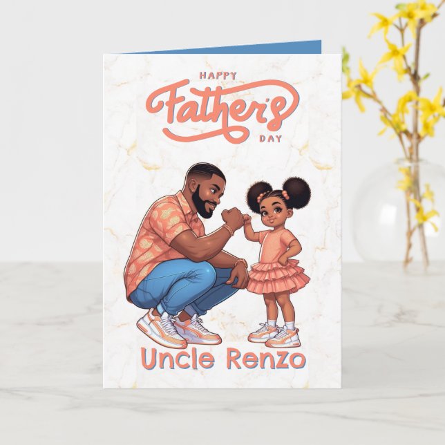 Carte Black Papa et fille Poing Bump Orange et Bleu (Fleur jaune)