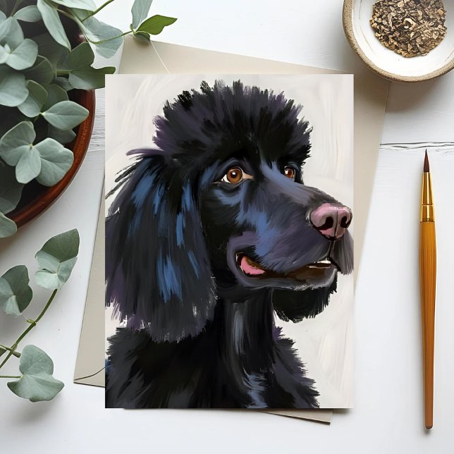 Carte Black Poodle | Dog Watercolor Pet Card (Créateur téléchargé)