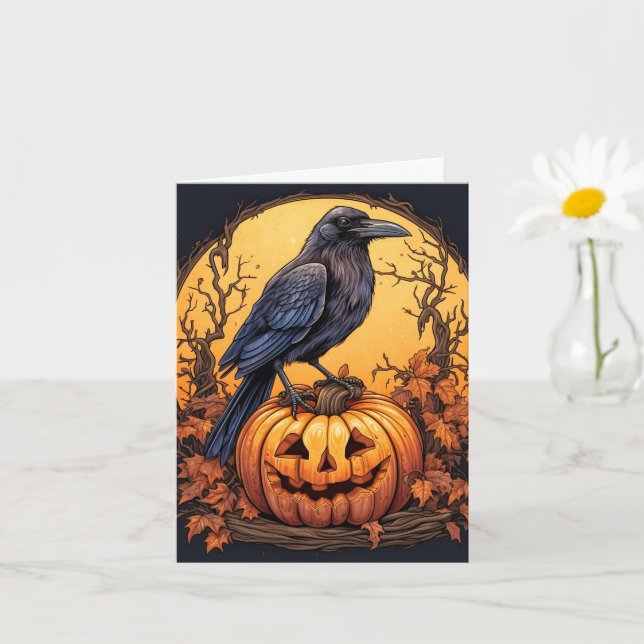 Carte Black Raven Happy Halloween (Petite plante)